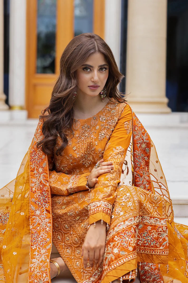 Ishq Aatish by Emaan Adeel Embroidered Chiffon Suits Unstitched 3 Piece EA23IA-02 Roohi - Luxury Collection