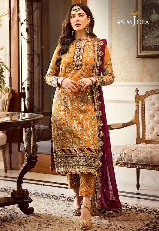 Asim Jofa Zari Sitara Embroidered Chiffon Unstitched 3 Piece Dress - AJZS 30