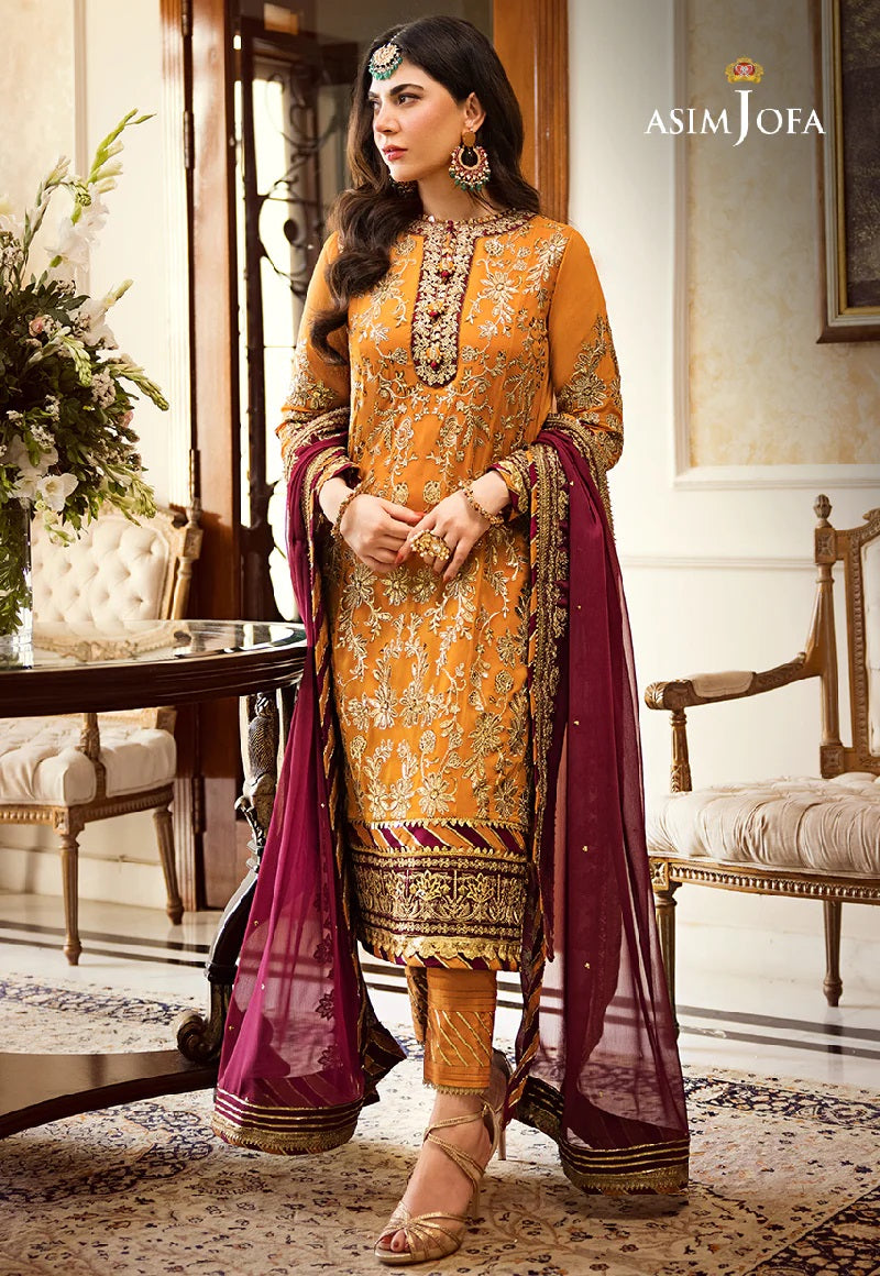 Asim Jofa Zari Sitara Embroidered Chiffon Unstitched 3 Piece Dress - AJZS 30