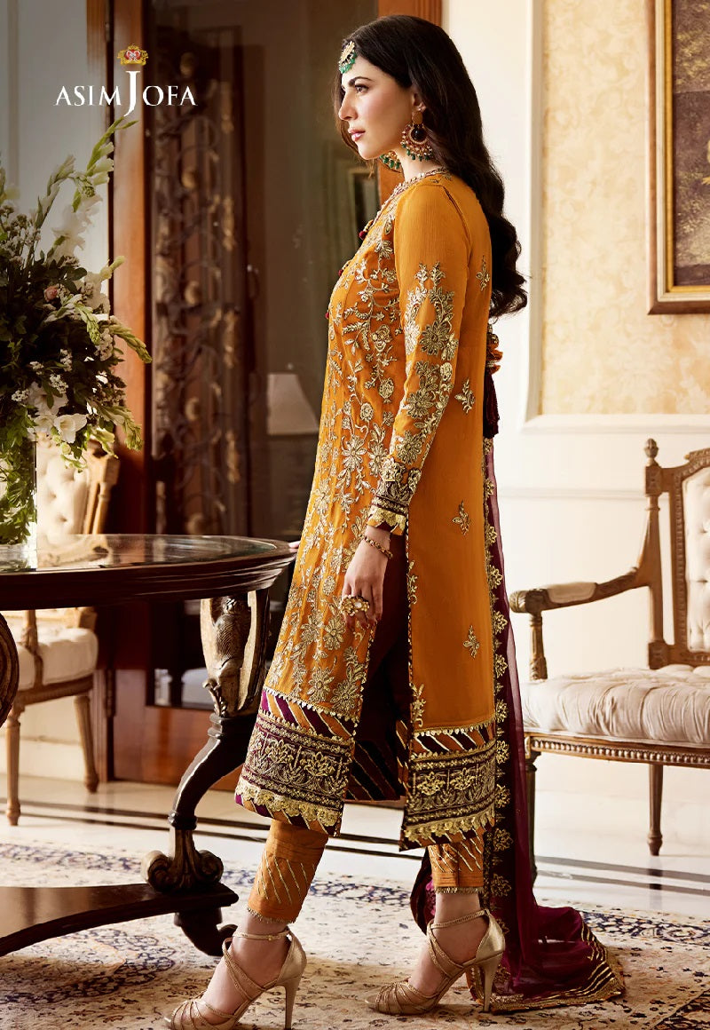 Asim Jofa Zari Sitara Embroidered Chiffon Unstitched 3 Piece Dress - AJZS 30