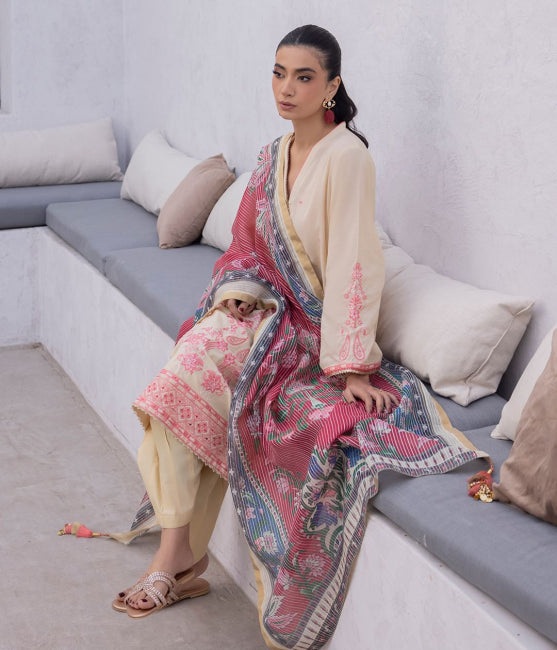 Zellbury Embroidered Cambric Lawn Unstitched 3 piece dress - WUS24E31139 Summer Collection