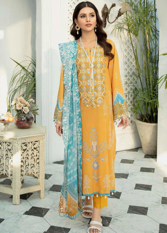 Gardenia By Nureh Embroidered Lawn Suits Unstitched 3 Piece NS-35 - Summer Collection