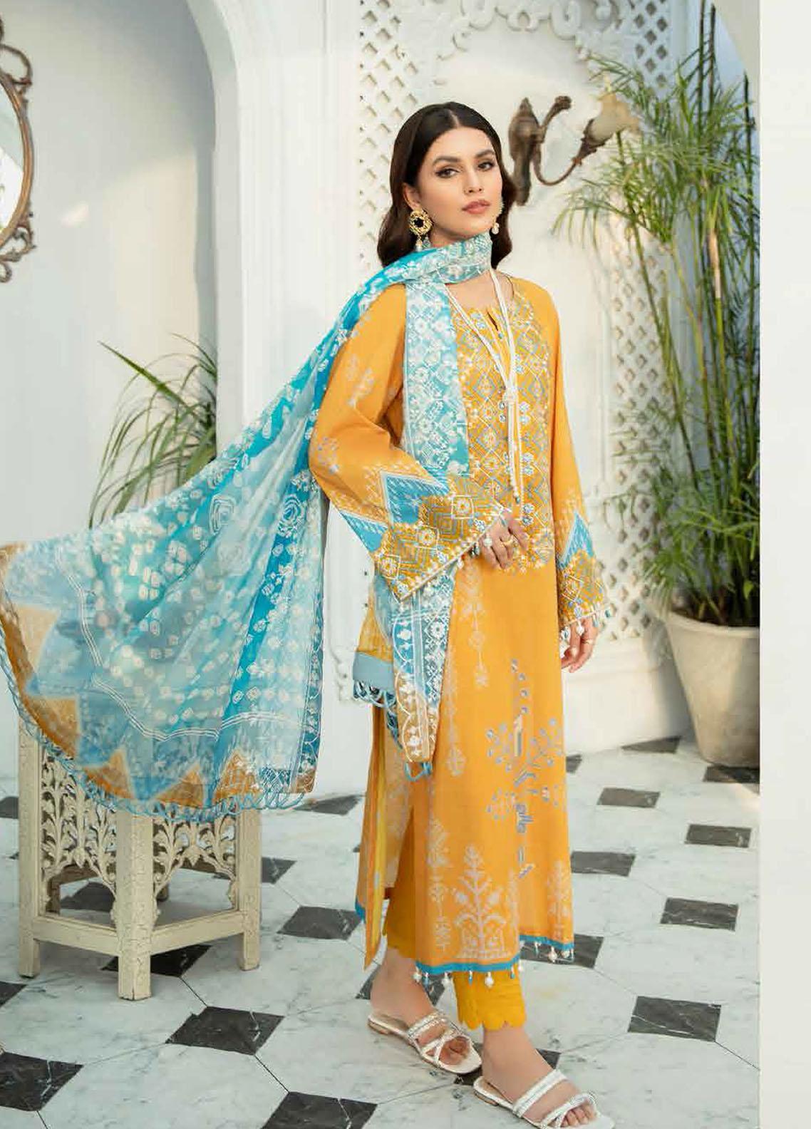 Gardenia By Nureh Embroidered Lawn Suits Unstitched 3 Piece NS-35 - Summer Collection
