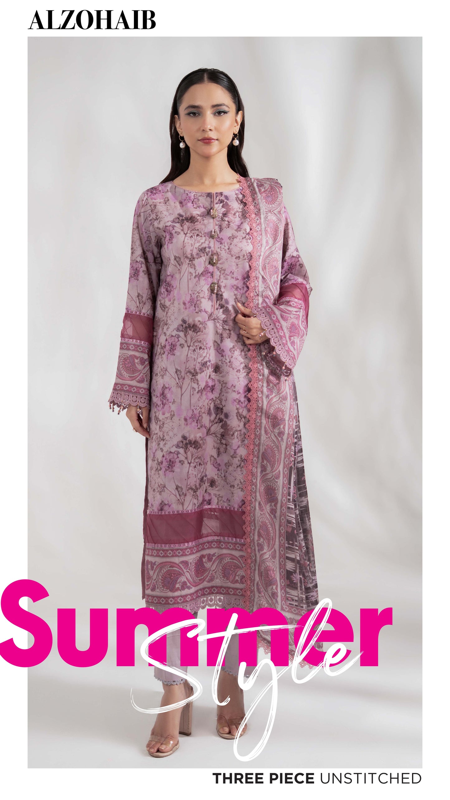 Colors by AlZohaib Textile Digital Printed 3 Piece Lawn Unstitched Dress - D03 Summer Collection