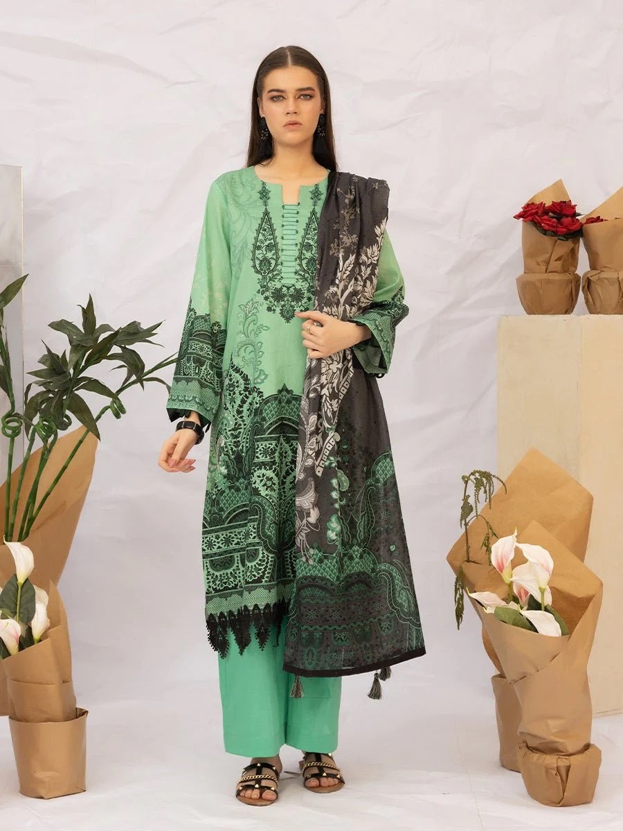 Aghaaz by Salitex Printed Lawn Dress 3 Piece Unstitched - UNS23AC003UT