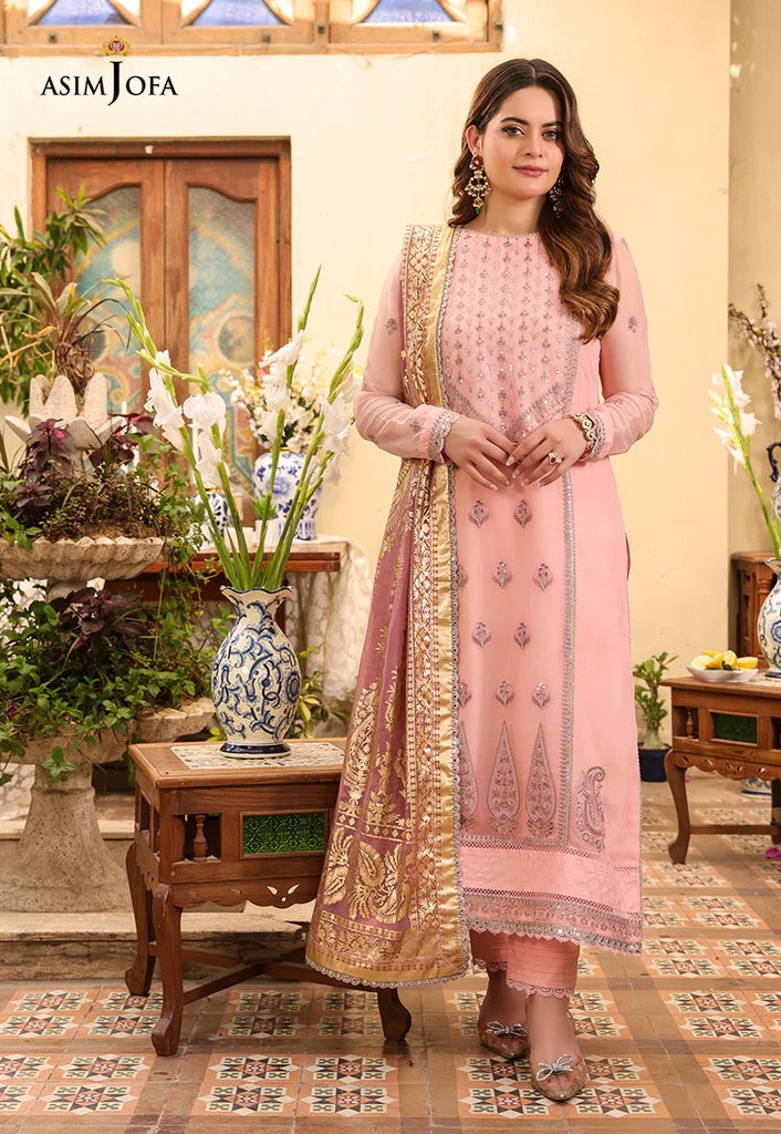 Zarq Barq By Asim Jofa Embroidered Suits Unstitched 3 Piece AJZB-03 - Eid Collection