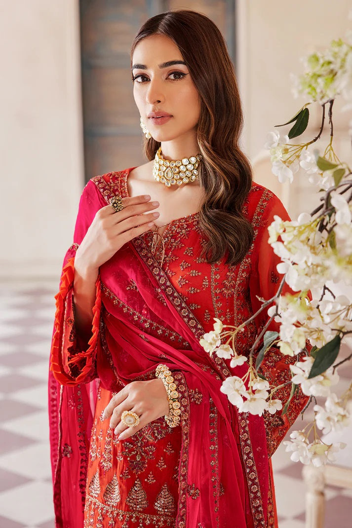 Emaan Adeel Organza Embroidered 3 piece Unstitched Dress - LX 03