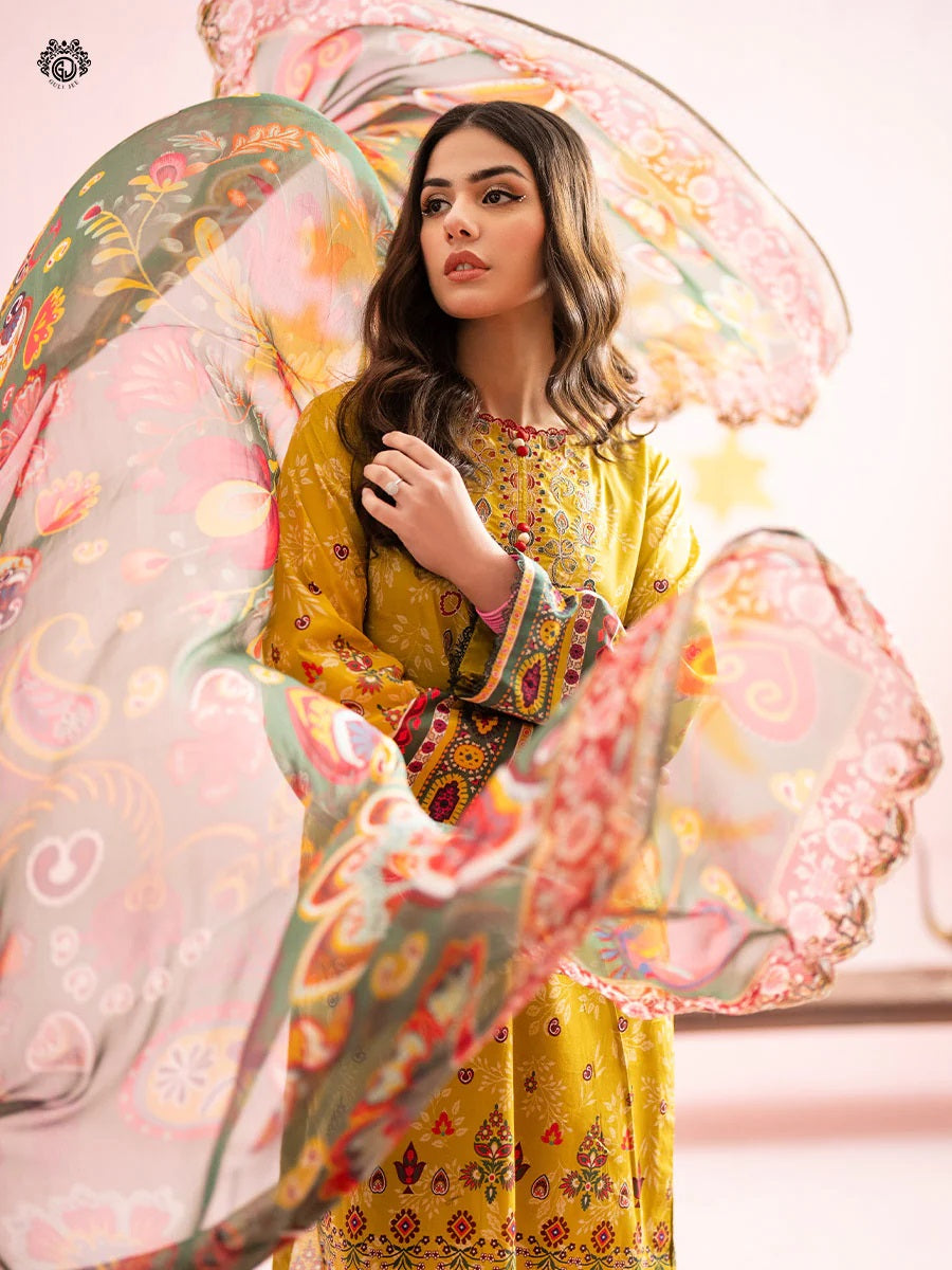 Rang Pasand by Gulljee Embroidered Lawn Unstitched 3 Piece Dress - GRP2406A3