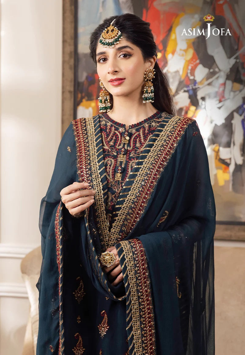 Asim Jofa Zari Sitara Embroidered Chiffon Unstitched 3 Piece Dress - AJZS 03