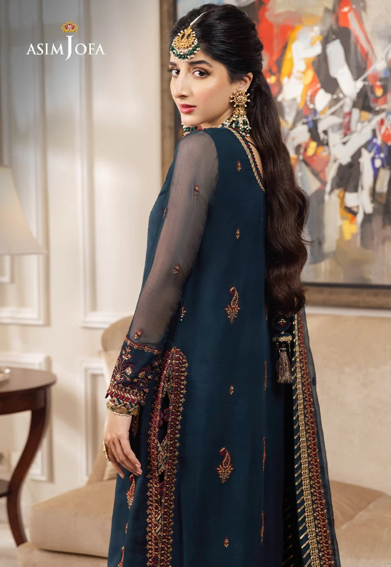Asim Jofa Zari Sitara Embroidered Chiffon Unstitched 3 Piece Dress - AJZS 03
