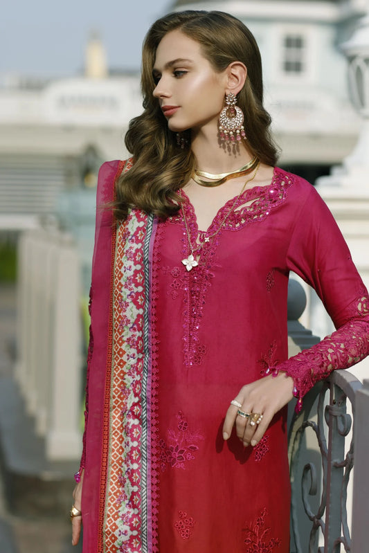 Noor By Saadia Asad Embroidered Lawn Suits Unstitched 3 Piece D04 - Rosa