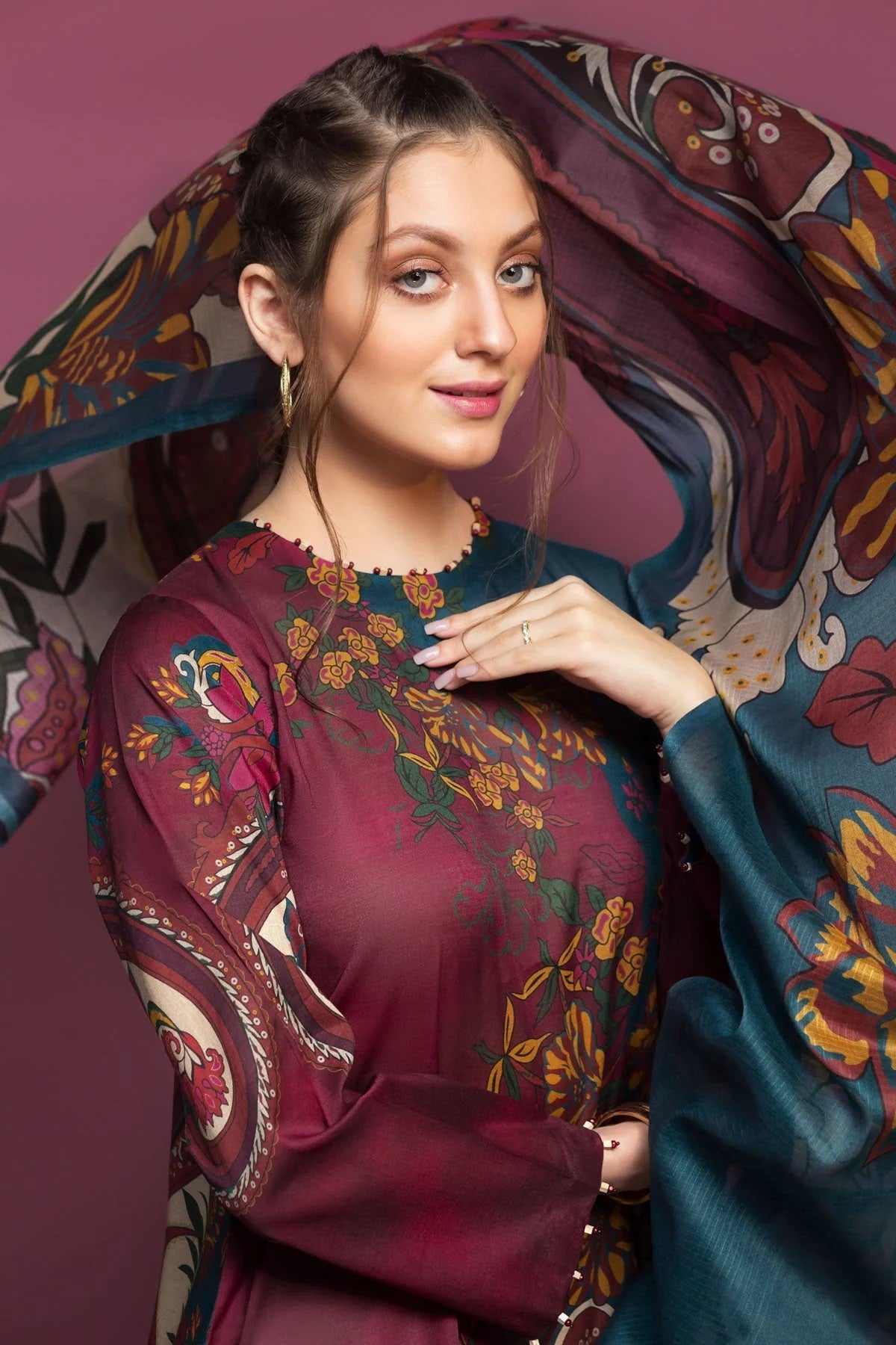 Nishat Printed Lawn 3 Piece Unstitched Dress - 42001015-R