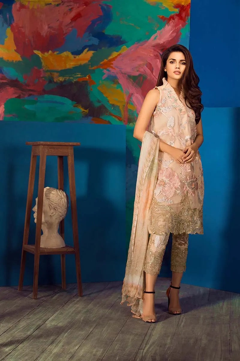 Gul Ahmed Embroidered Organza Unstitched 3 Piece Suit – EA-43 Eid Collection
