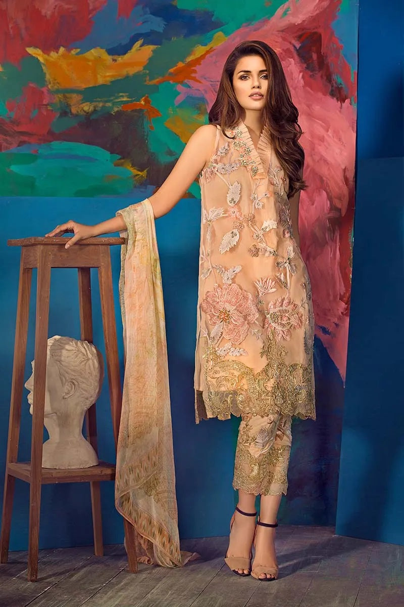 Gul Ahmed Embroidered Organza Unstitched 3 Piece Suit – EA-43 Eid Collection