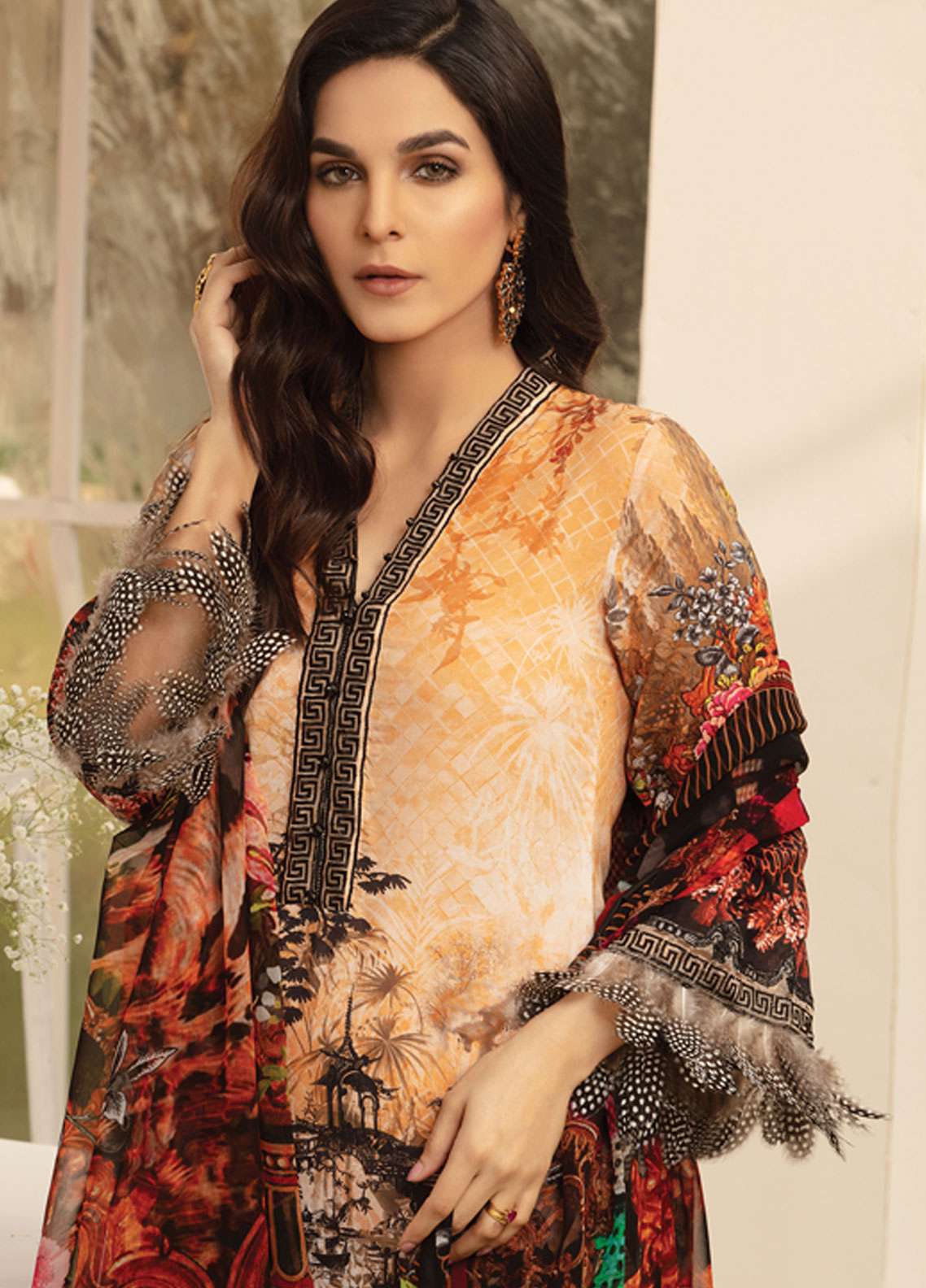 Gulaal Embroidered Lawn Unstitched 3 Piece Suit - 04 PEACH