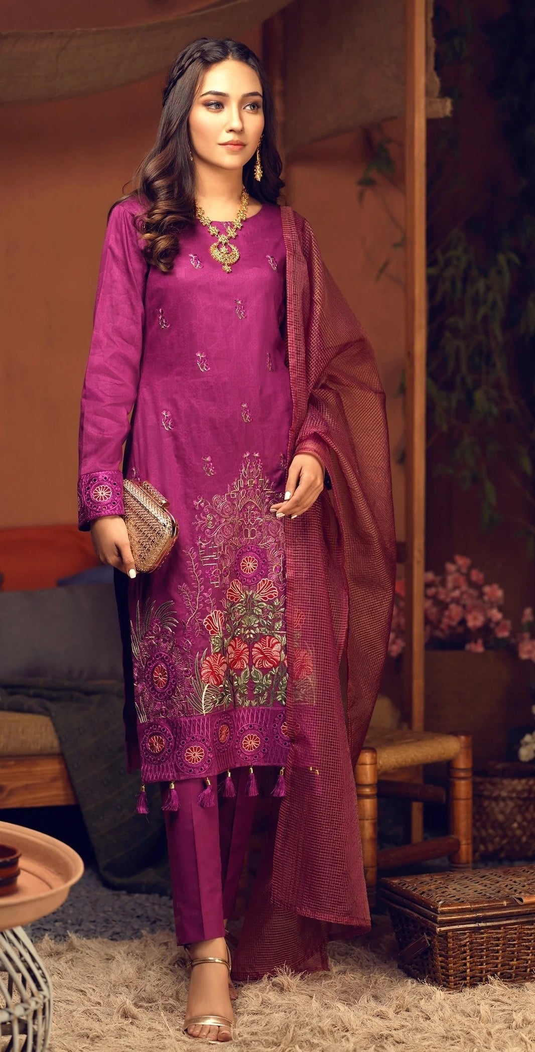 Salitex Women Embroidered Cotton 3 Piece Suit WRS3LA24SA01 - Summer Collection