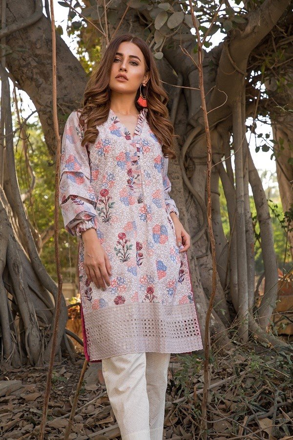 Zunairi Chikan-Kari Embroidered Kurti Unstitched - 04