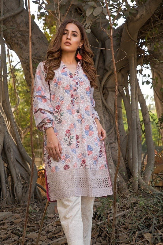 Zunairi Chikan-Kari Embroidered Kurti Unstitched - 04