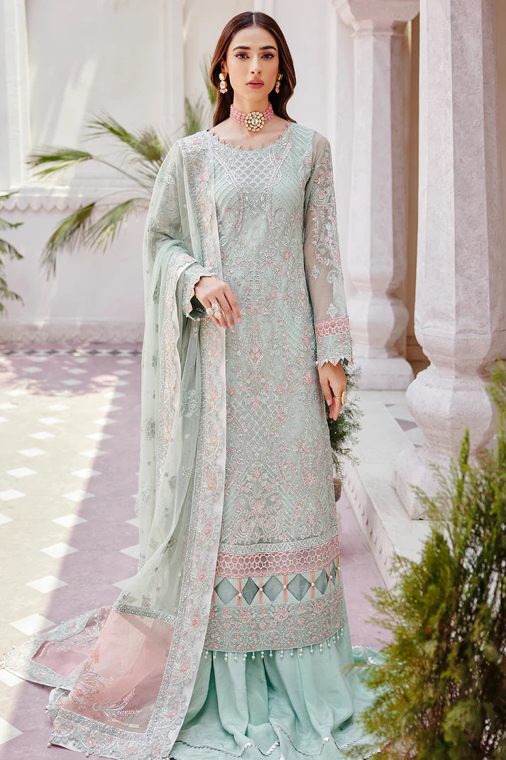 Emaan Adeel Net Embroidered 3 piece Unstitched Dress - LX 04