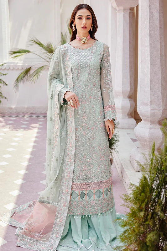 Emaan Adeel Net Embroidered 3 piece Unstitched Dress - LX 04