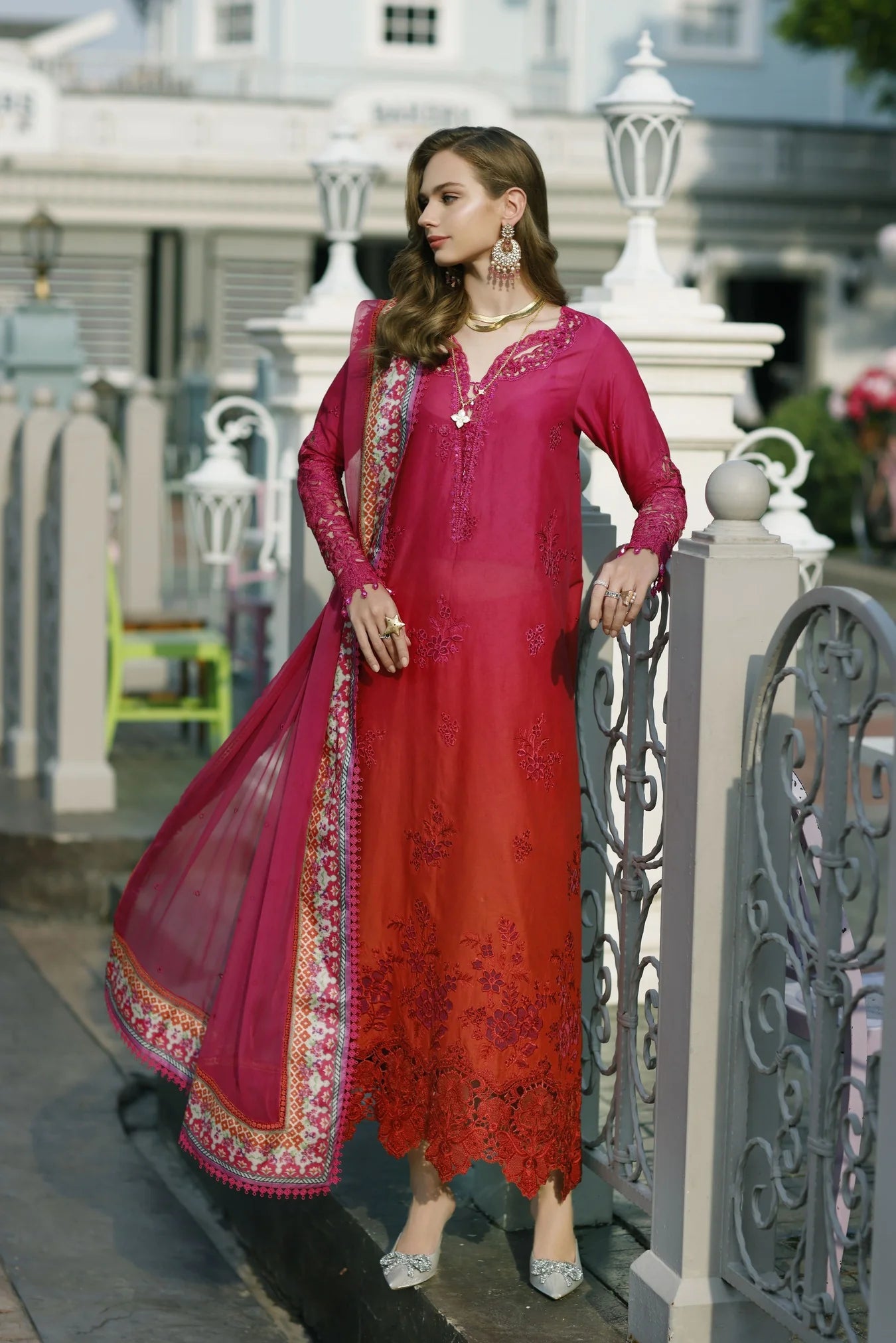 Noor By Saadia Asad Embroidered Lawn Suits Unstitched 3 Piece D04 - Rosa