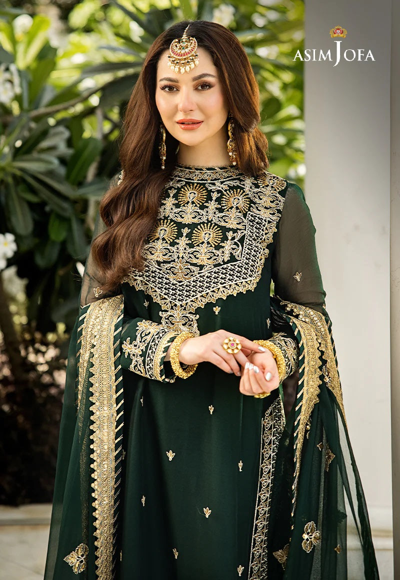 Asim Jofa Zari Sitara Embroidered Chiffon Unstitched 3 Piece Dress - AJZS 04