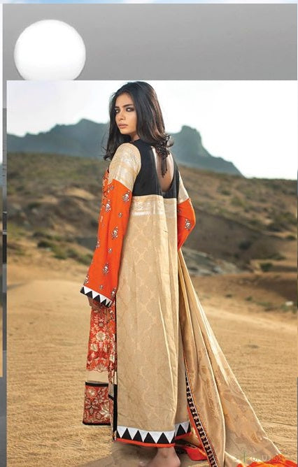 Zunuj Embroidered Cotton Net Unstitched 3 Piece Suit ZKCN - 04