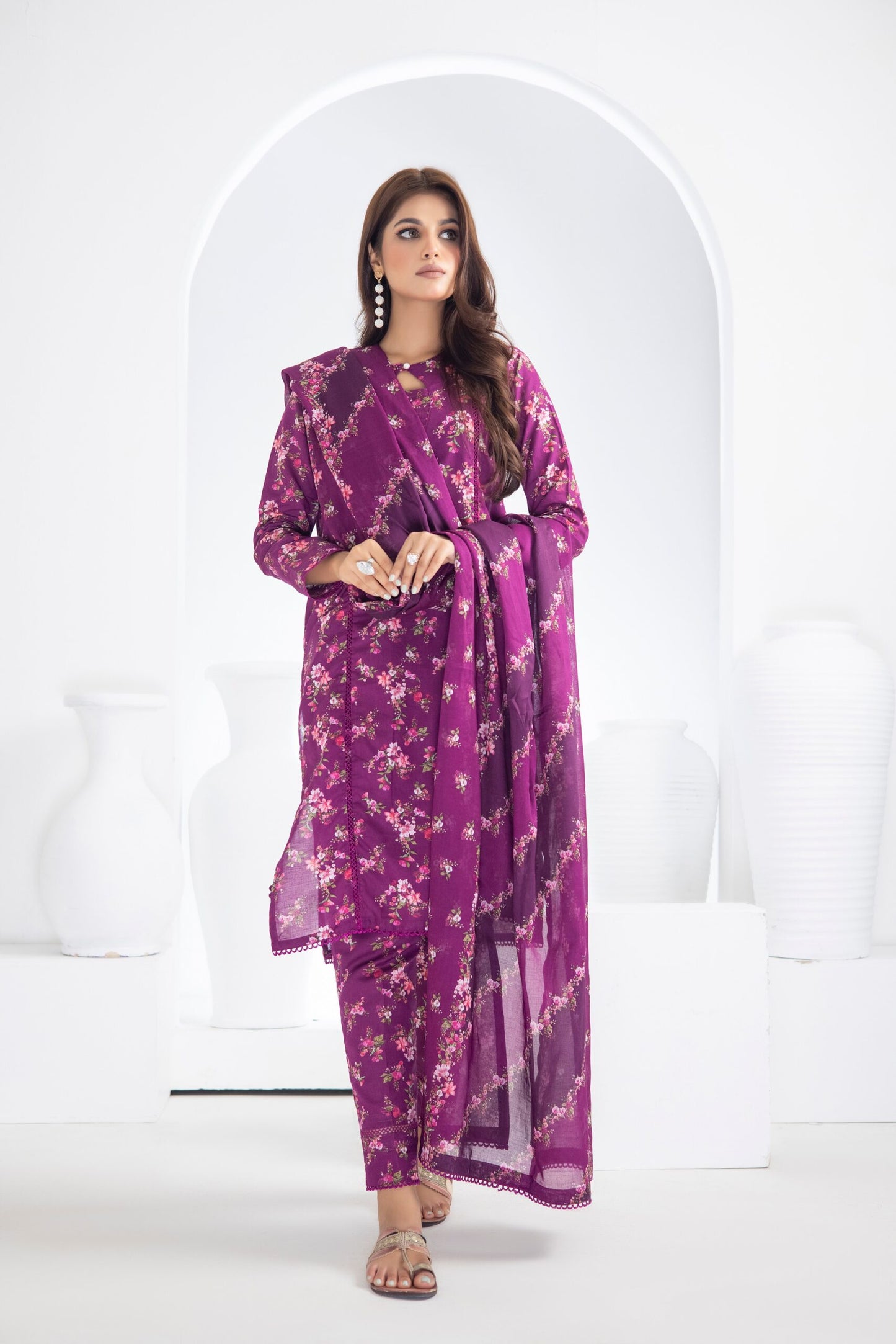 Identic Separates Printed Lawn 3 piece Unstitched dress - IDS-10-04 - Summer Collection