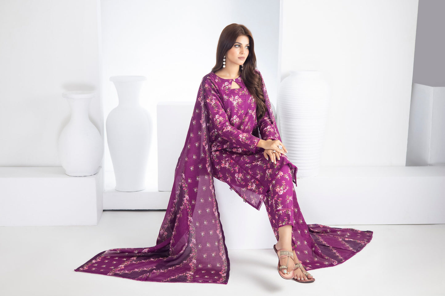 Identic Separates Printed Lawn 3 piece Unstitched dress - IDS-10-04 - Summer Collection