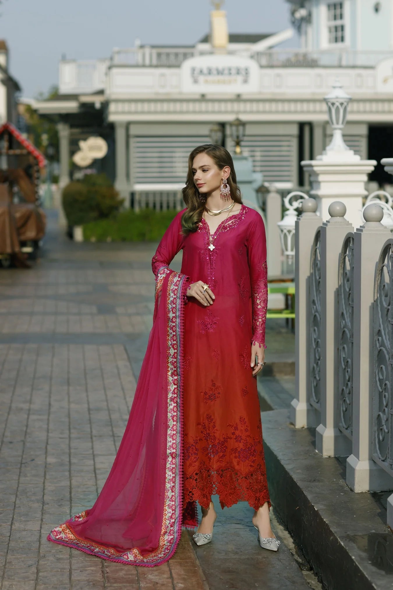 Noor By Saadia Asad Embroidered Lawn Suits Unstitched 3 Piece D04 - Rosa