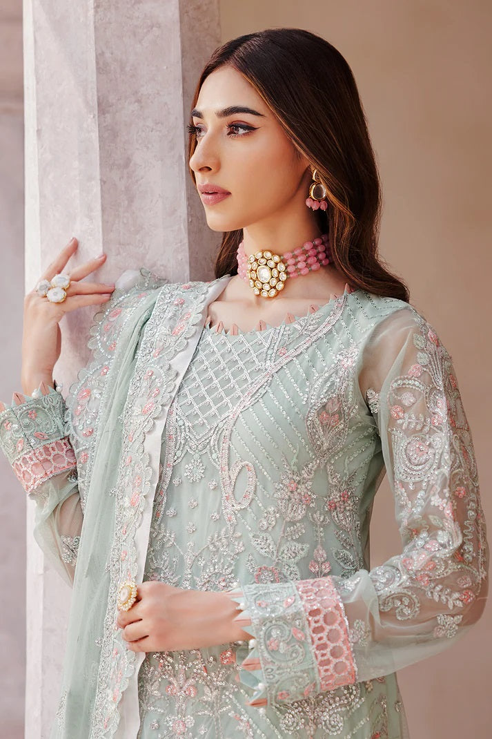 Emaan Adeel Net Embroidered 3 piece Unstitched Dress - LX 04