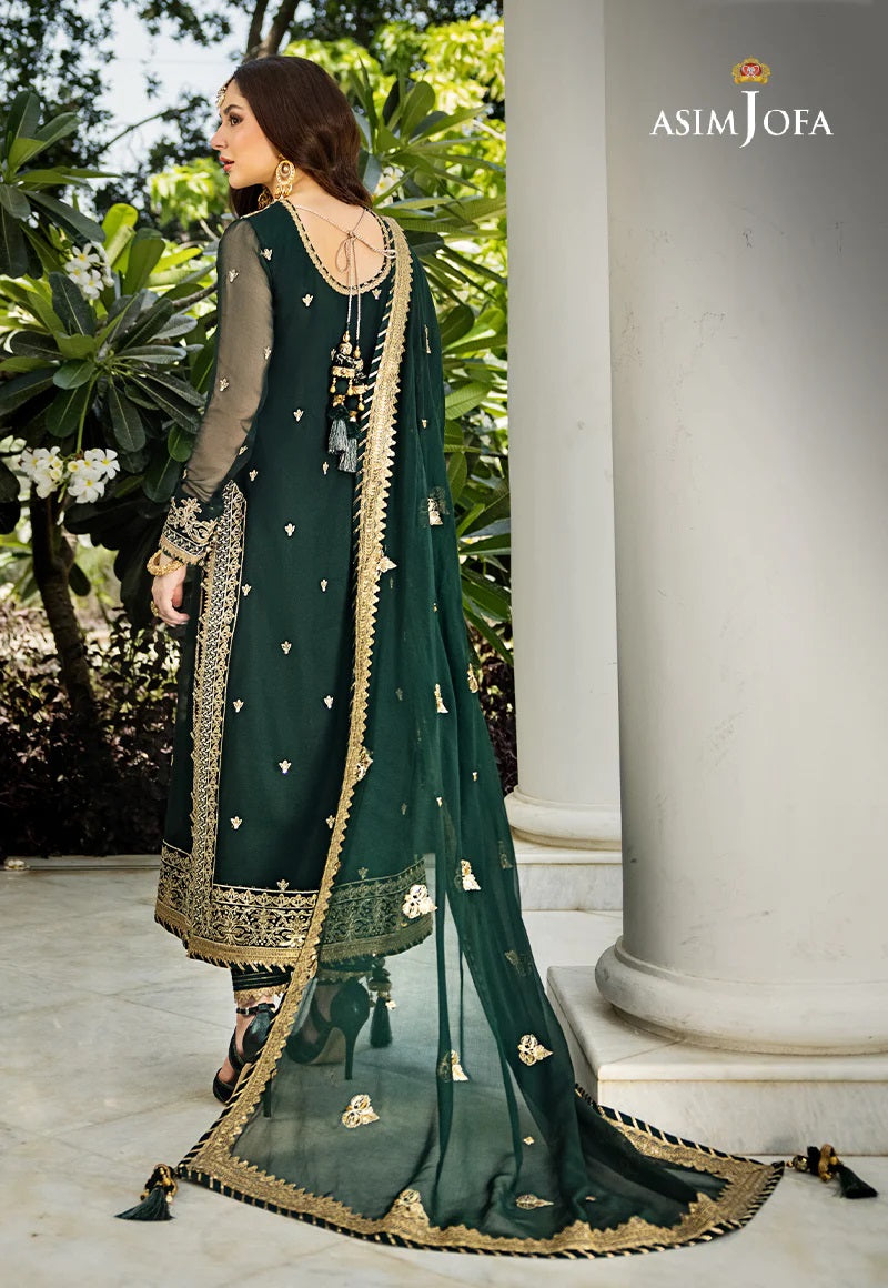 Asim Jofa Zari Sitara Embroidered Chiffon Unstitched 3 Piece Dress - AJZS 04