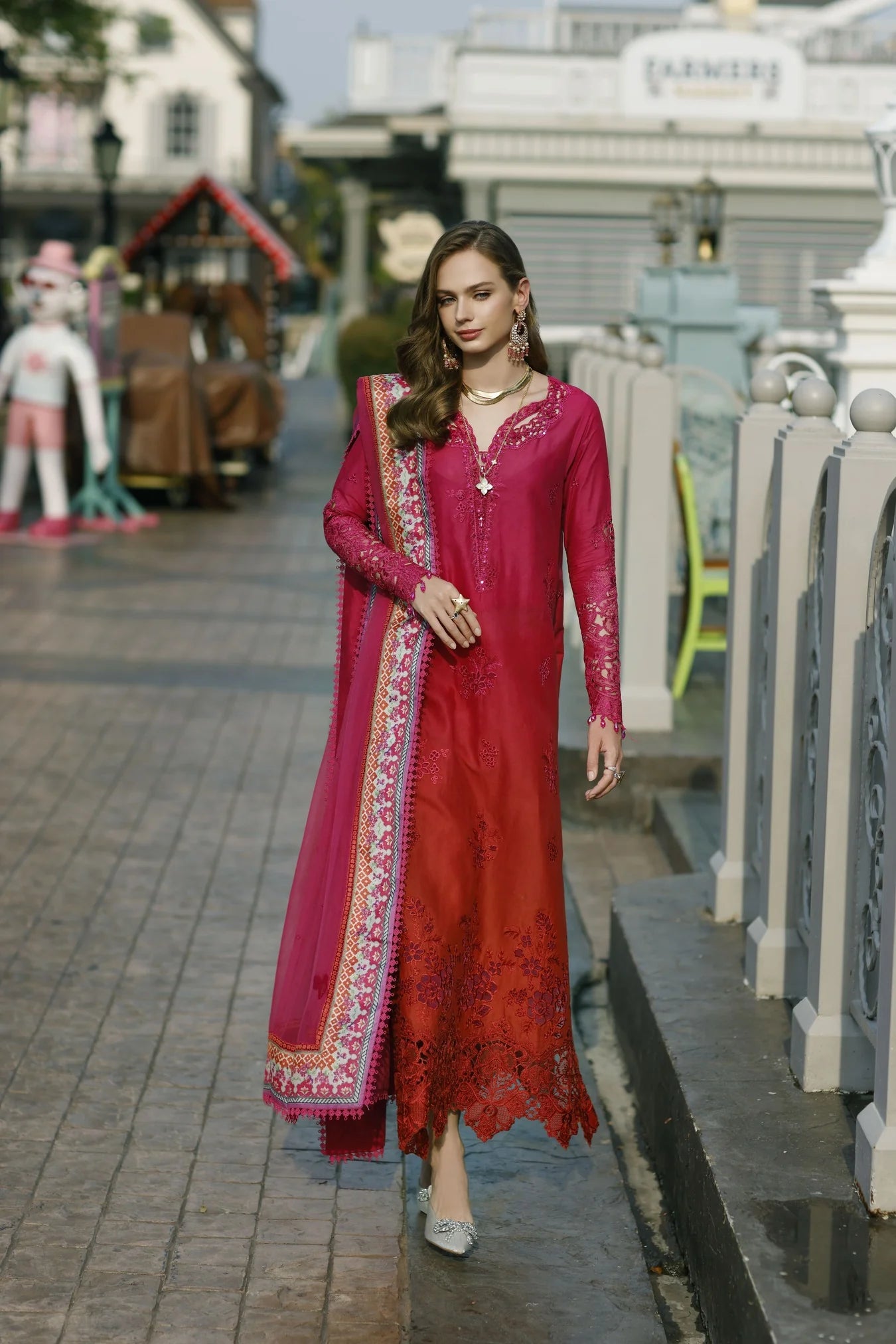 Noor By Saadia Asad Embroidered Lawn Suits Unstitched 3 Piece D04 - Rosa