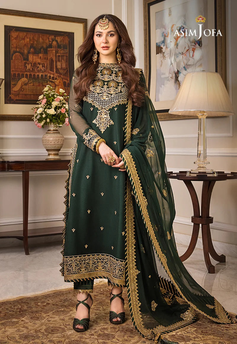 Asim Jofa Zari Sitara Embroidered Chiffon Unstitched 3 Piece Dress - AJZS 04