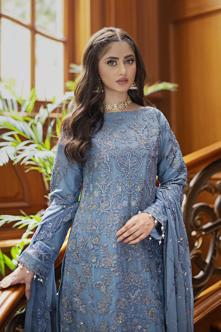 Ishq Aatish by Emaan Adeel Embroidered Chiffon Suits Unstitched 3 Piece EA23IA-04 Rumeysa - Luxury Collection