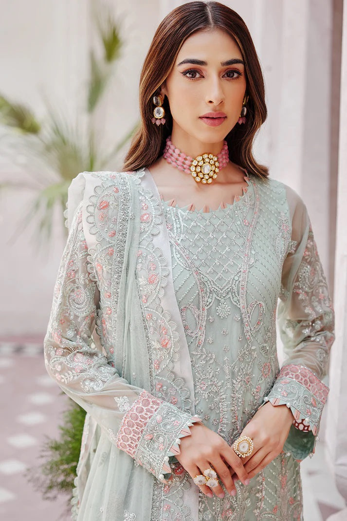 Emaan Adeel Net Embroidered 3 piece Unstitched Dress - LX 04