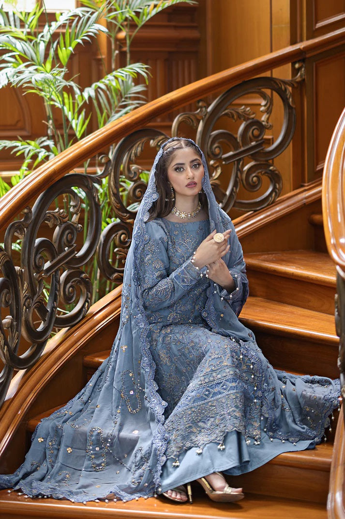 Ishq Aatish by Emaan Adeel Embroidered Chiffon Suits Unstitched 3 Piece EA23IA-04 Rumeysa - Luxury Collection