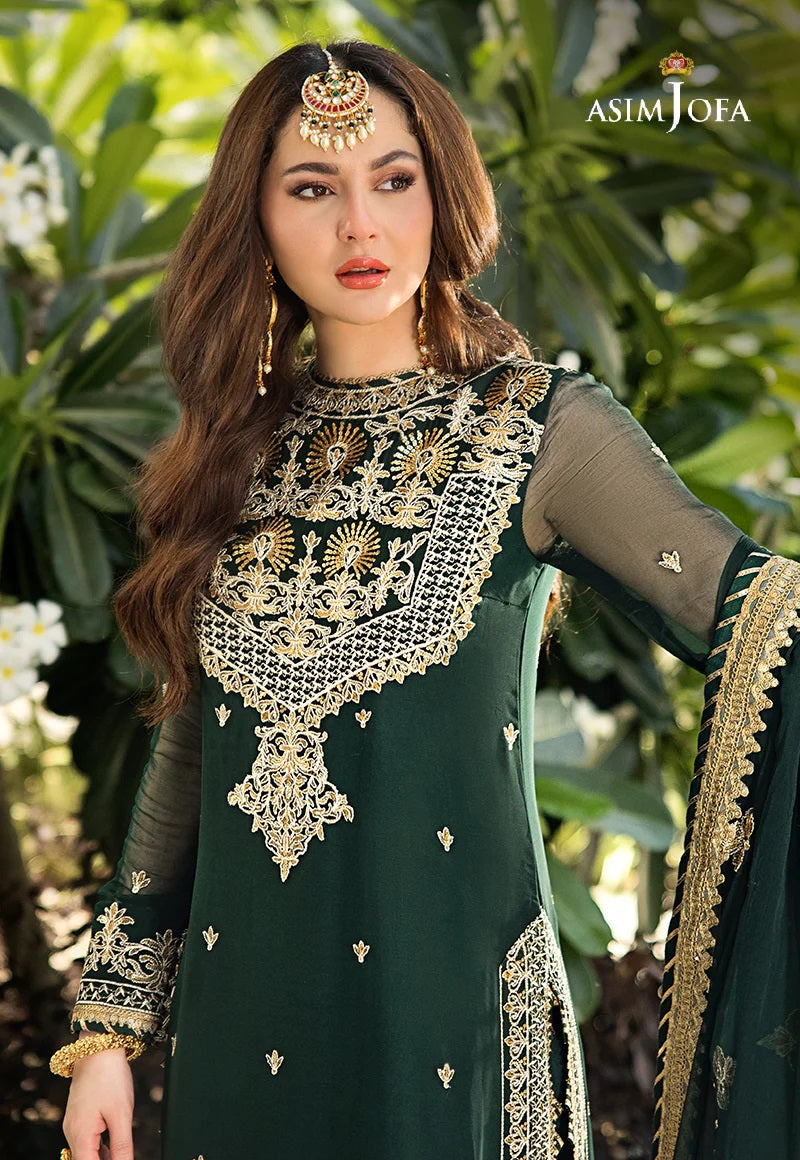 Asim Jofa Zari Sitara Embroidered Chiffon Unstitched 3 Piece Dress - AJZS 04