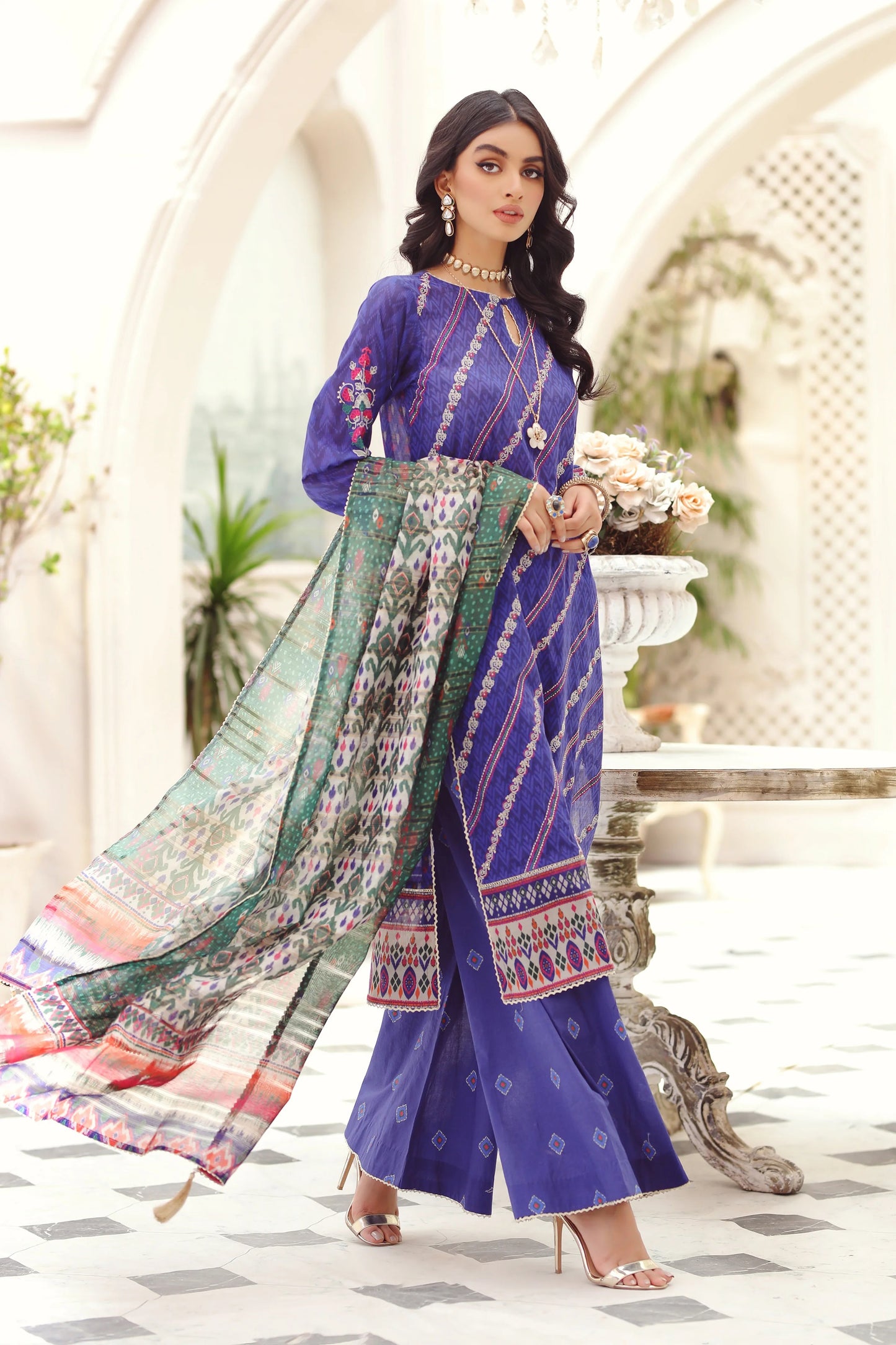 LSM Embroidered Lawn Suits Unstitched 3 Piece LSM SG-5013 - Summer Collection