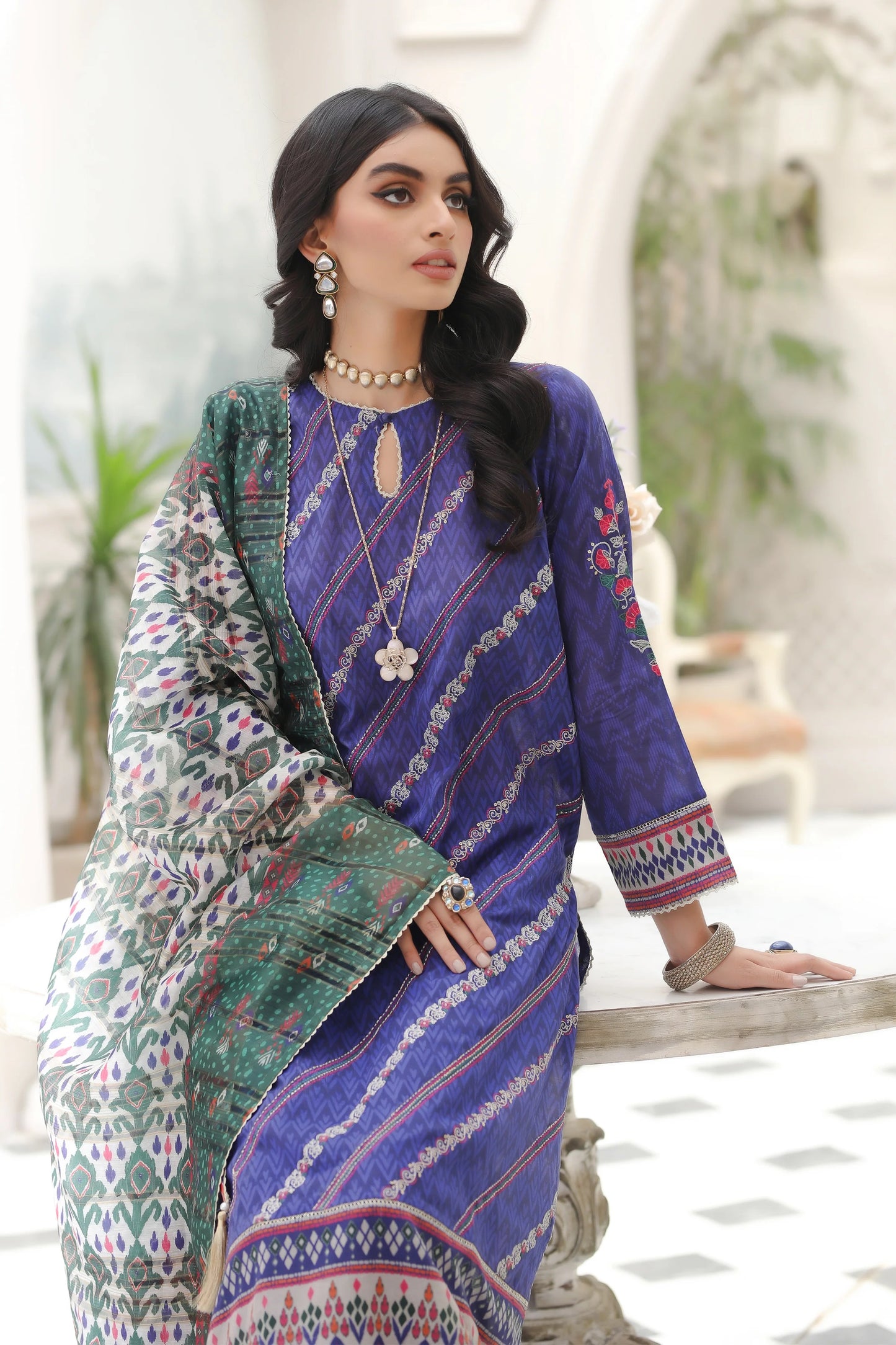 LSM Embroidered Lawn Suits Unstitched 3 Piece LSM SG-5013 - Summer Collection
