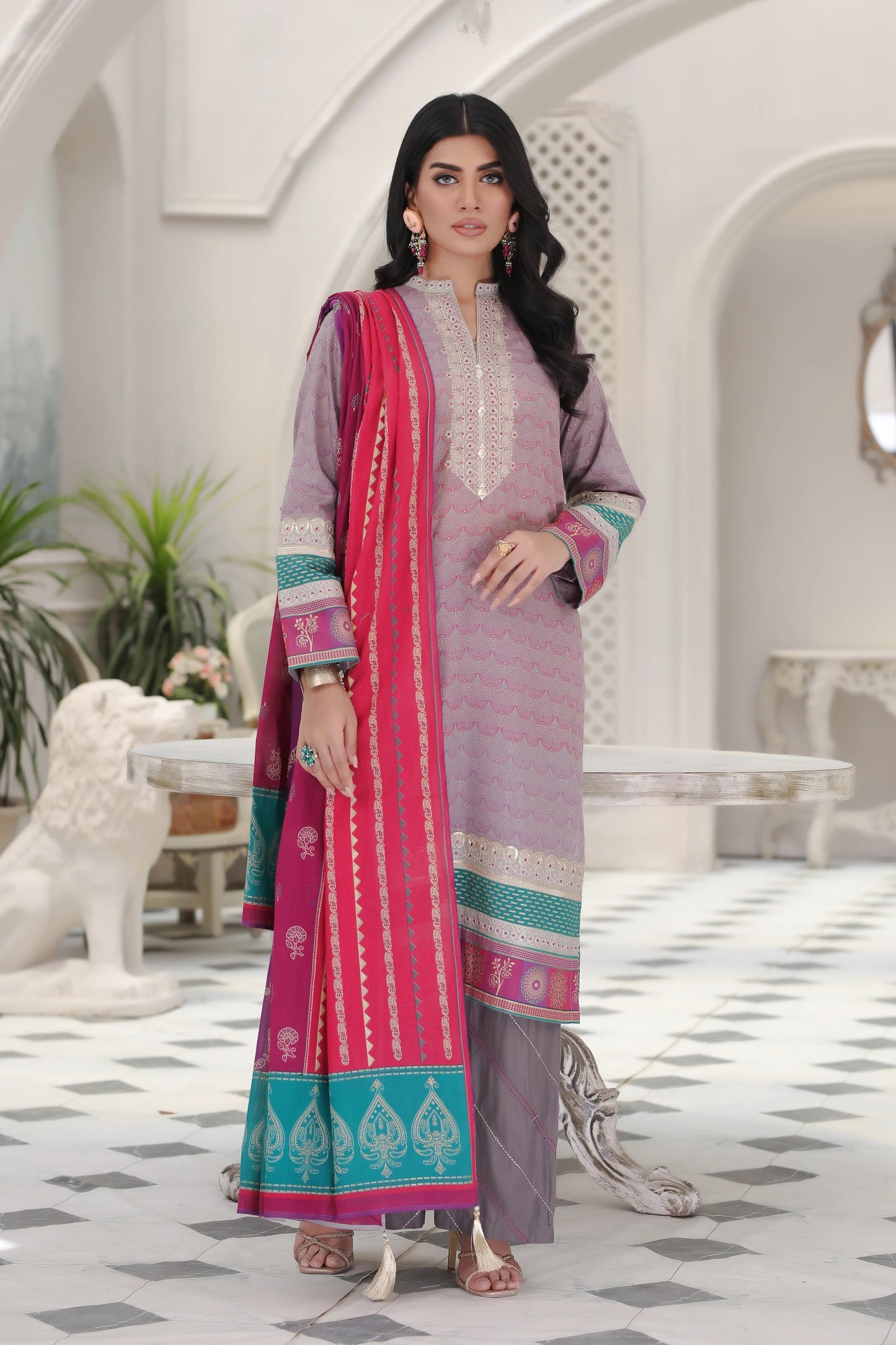 LSM Embroidered Lawn Suits Unstitched 3 Piece LSM SG-5014 - Summer Collection