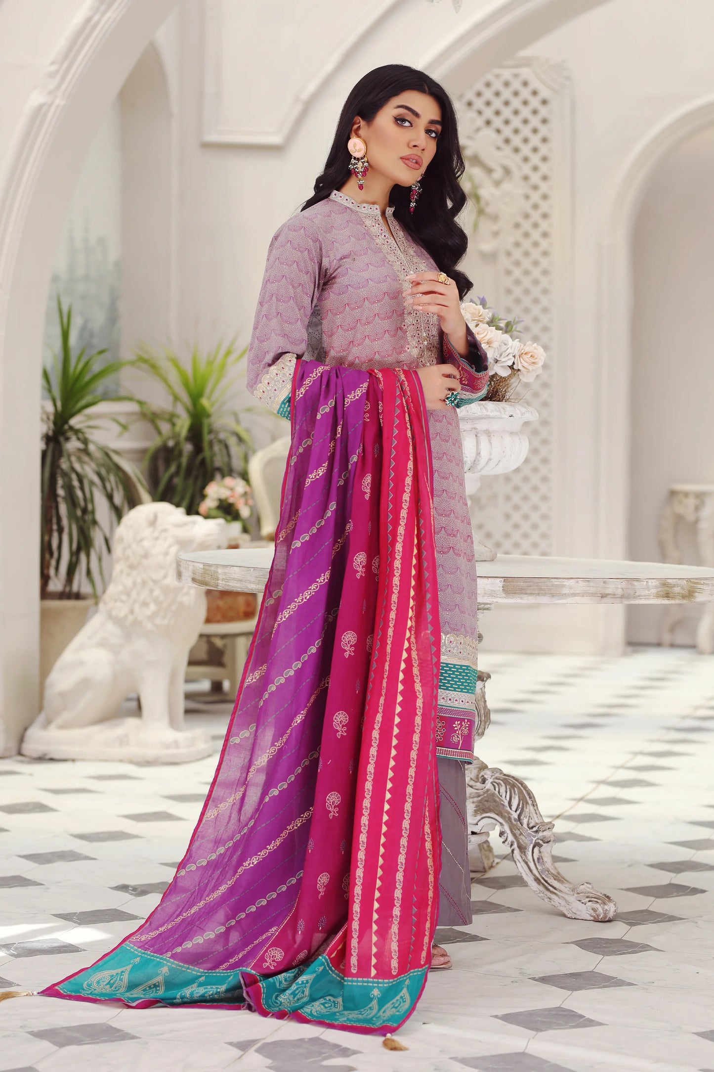 LSM Embroidered Lawn Suits Unstitched 3 Piece LSM SG-5014 - Summer Collection