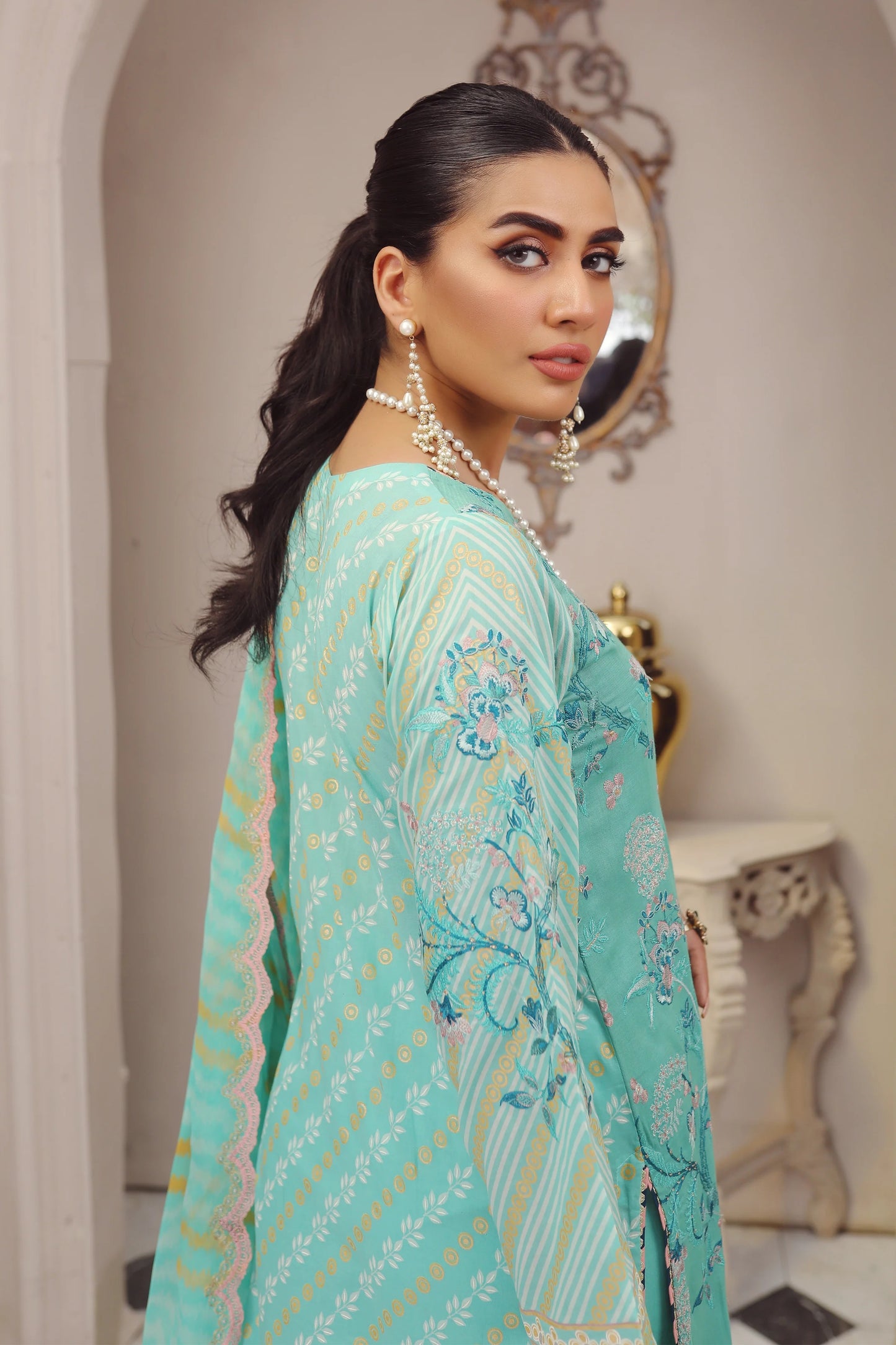 LSM Embroidered Lawn Suits Unstitched 3 Piece LSM SG-5018 - Summer Collection