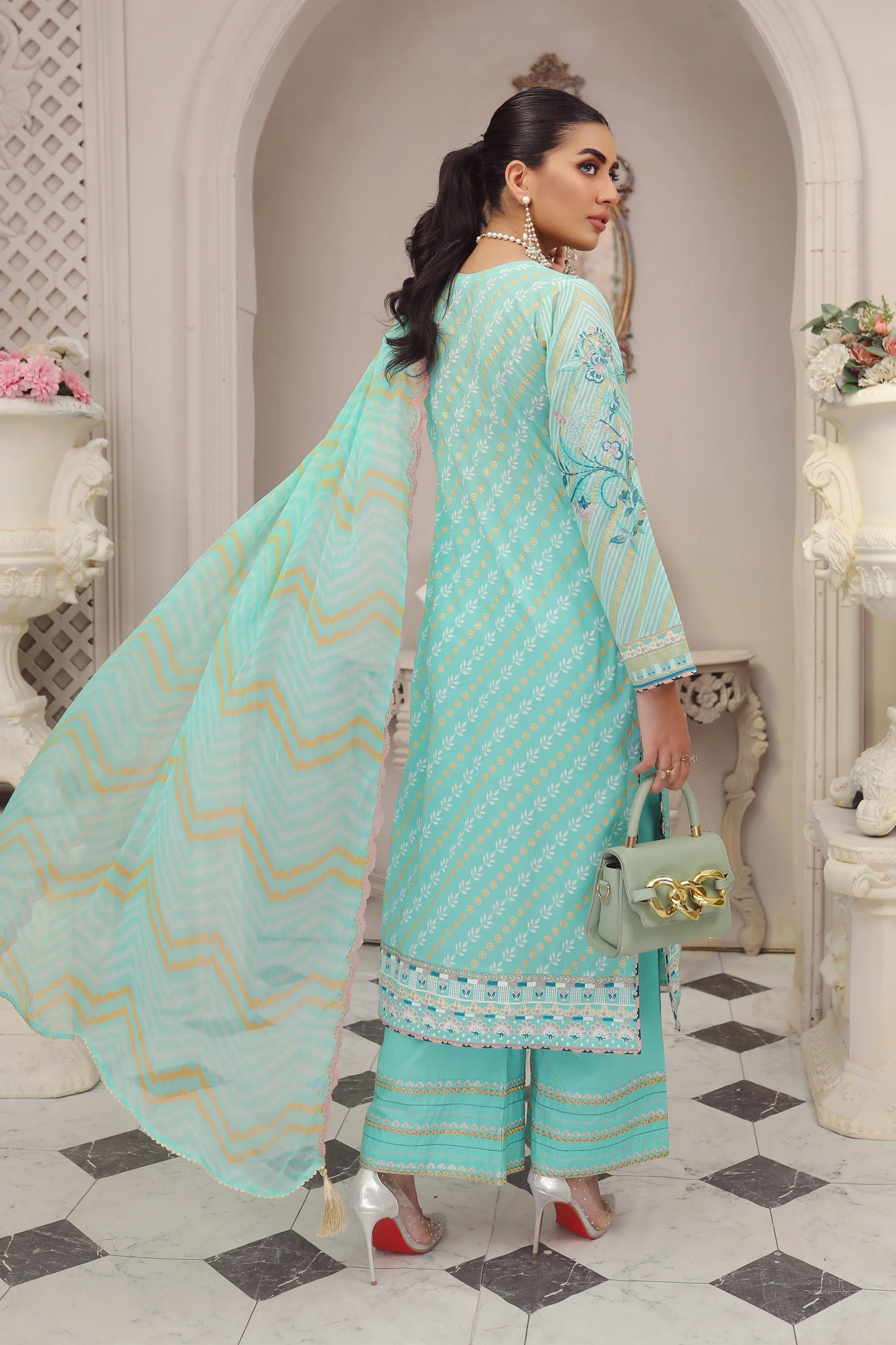 LSM Embroidered Lawn Suits Unstitched 3 Piece LSM SG-5018 - Summer Collection