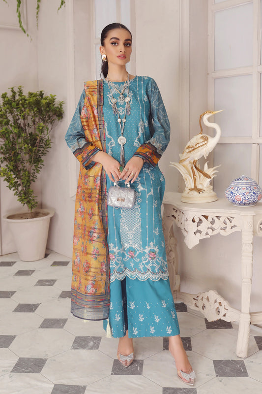 LSM Embroidered Lawn Suits Unstitched 3 Piece LSM SG-5021 - Summer Collection