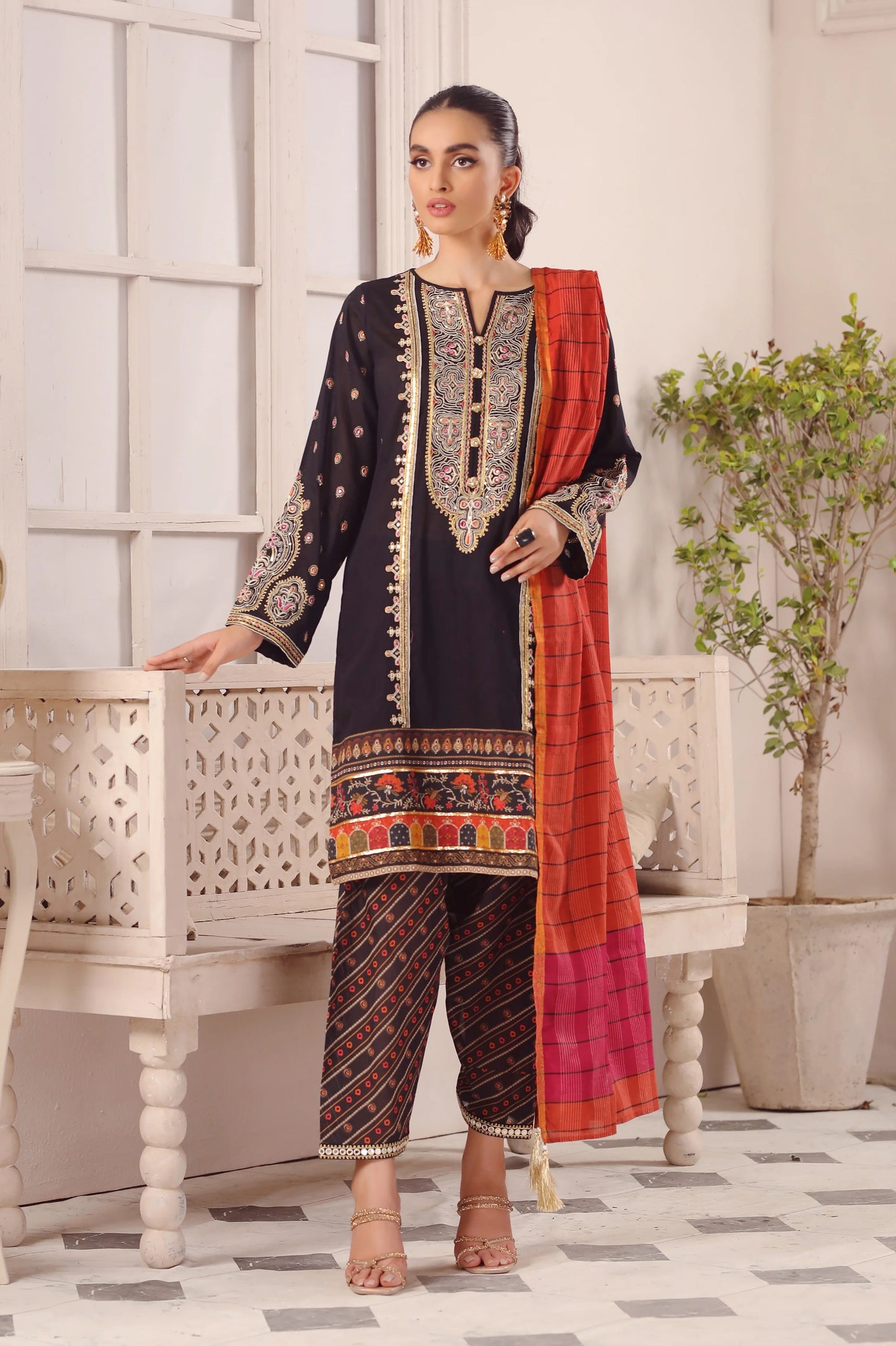 LSM Embroidered Lawn Suits Unstitched 3 Piece LSM SG-5023 - Summer Collection