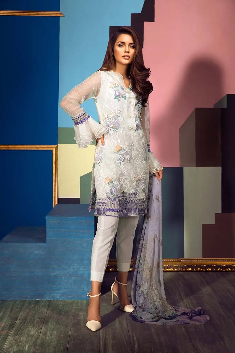 Gul Ahmed Embroidered Organza Unstitched 3 Piece Suit – EA-54 Eid Collection