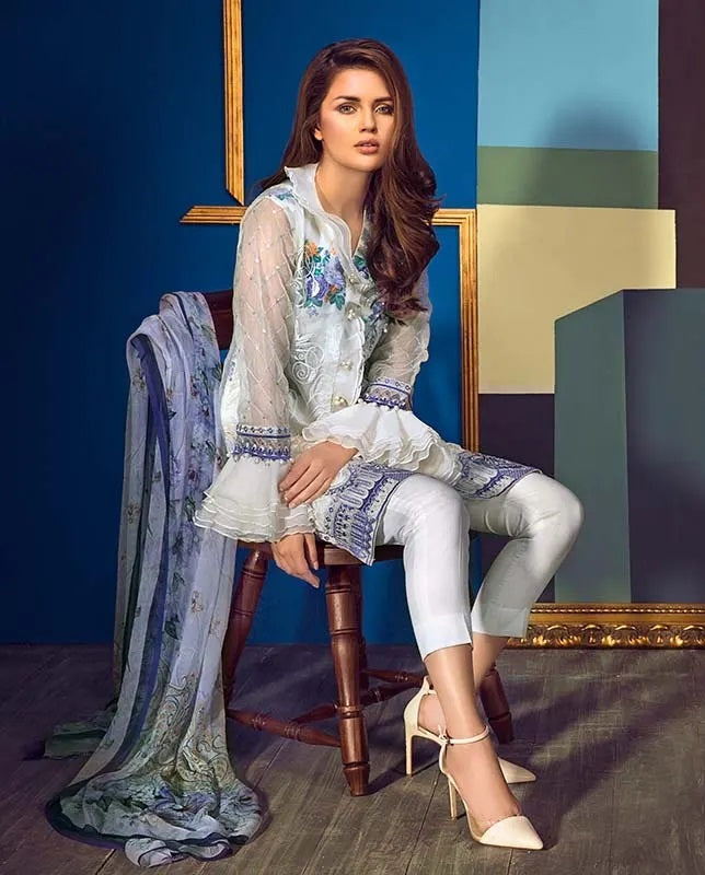 Gul Ahmed Embroidered Organza Unstitched 3 Piece Suit – EA-54 Eid Collection