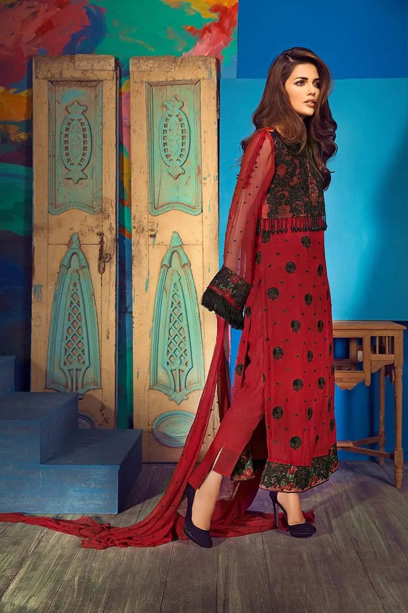 Gul Ahmed Embroidered Chiffon Unstitched 3 Piece Suit – EA-58 Eid Collection