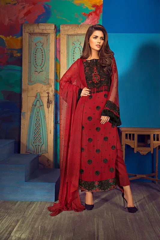 Gul Ahmed Embroidered Chiffon Unstitched 3 Piece Suit – EA-58 Eid Collection